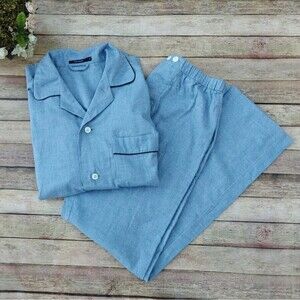 Thom Sweeney Brushed Cotton Pyjamas Blue Size Small